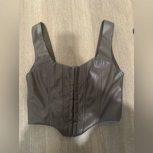 princess polly brown leather corset top